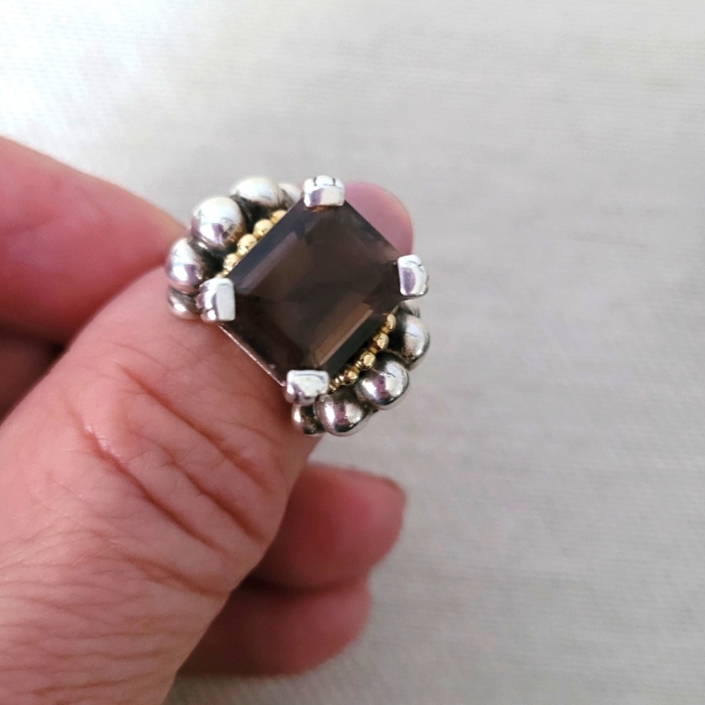 Vintage LAGOS Smoky Quartz Glacier Ring 6